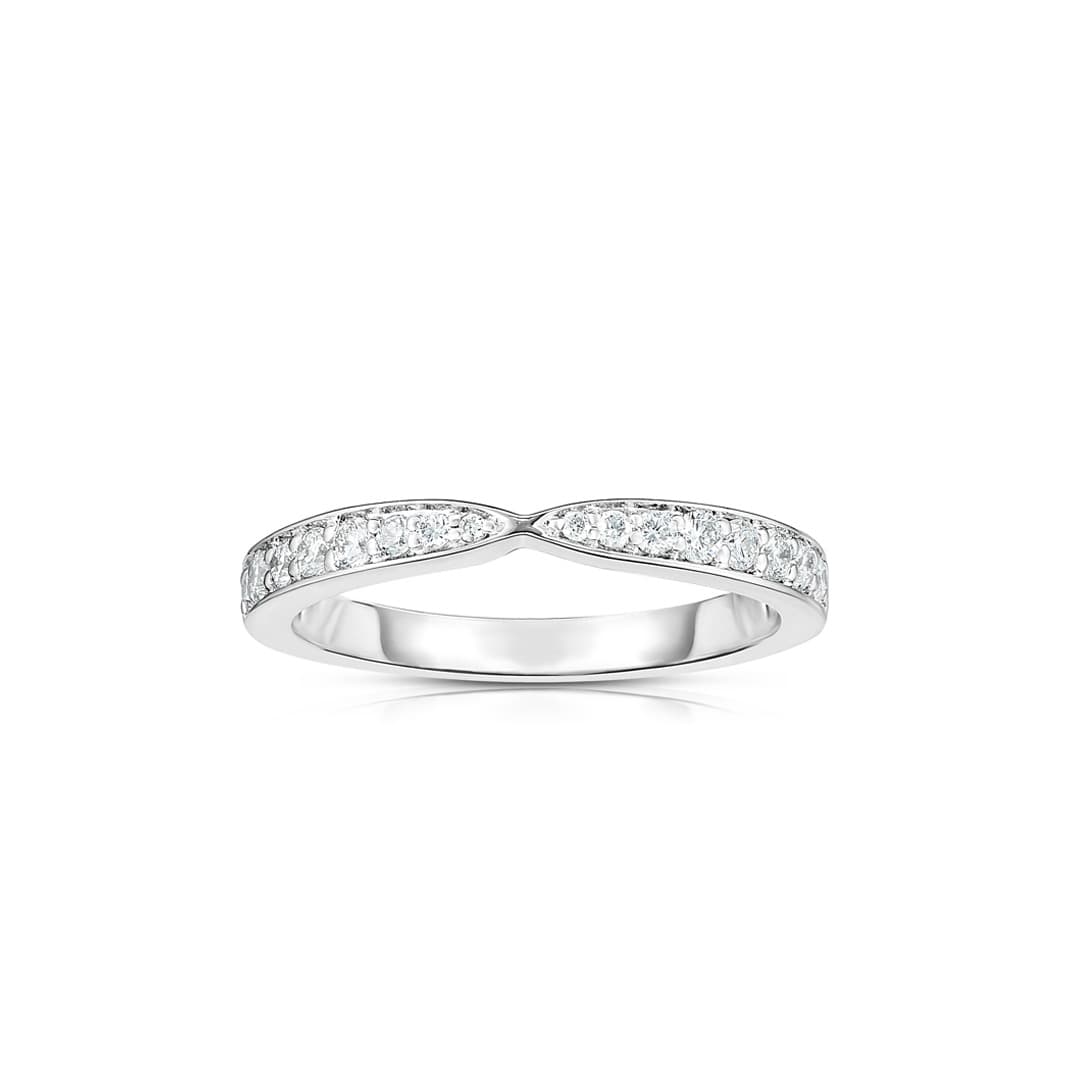 Pinched Diamond Band in White Gold