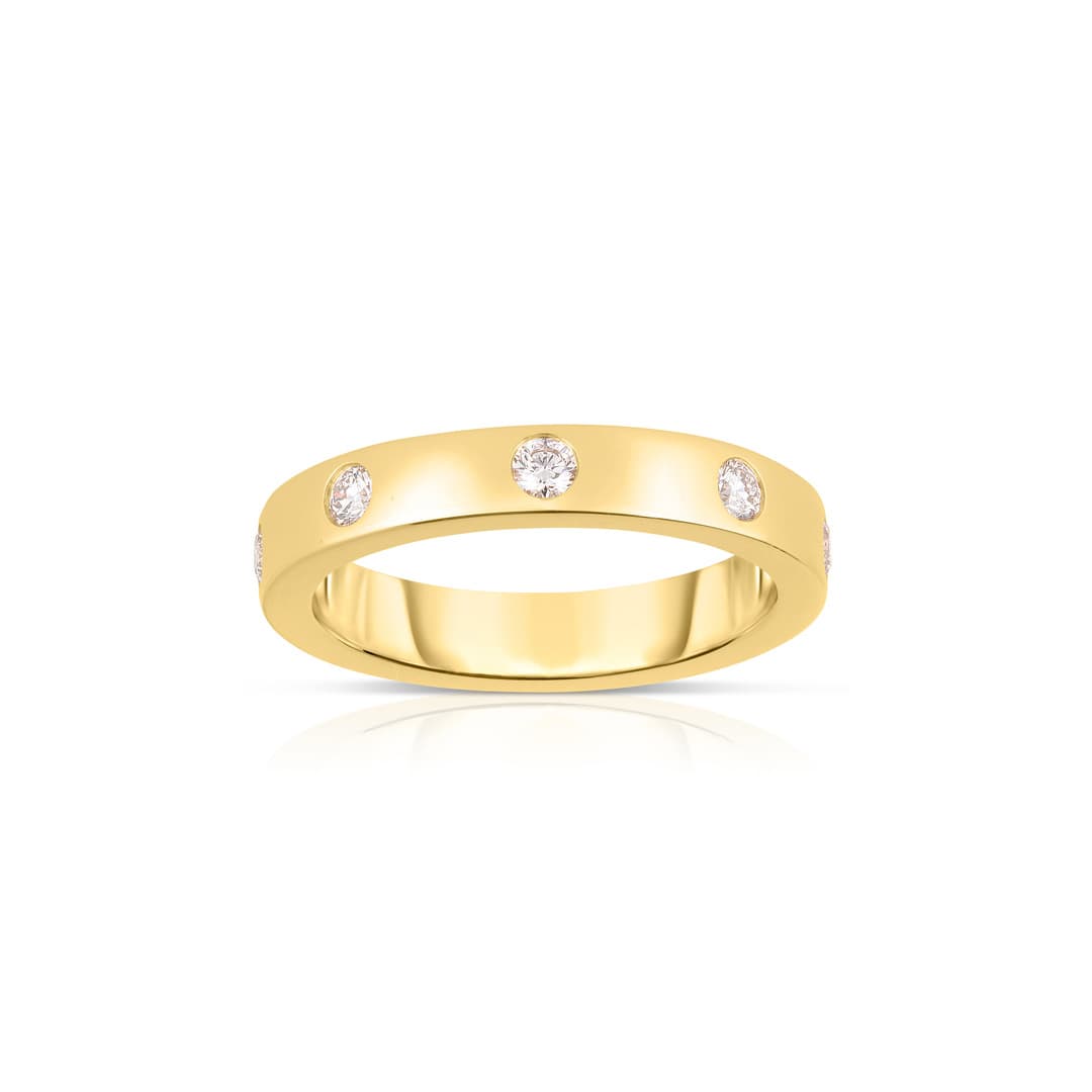 0.20 CTW Flush Mount Four Diamond Band in Yellow Gold 0