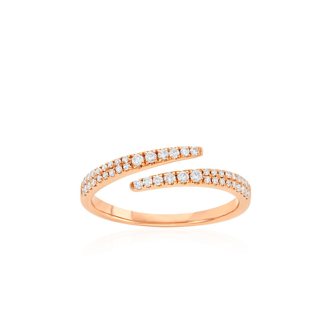 Rose Gold Pave Diamond Bypass Band 0