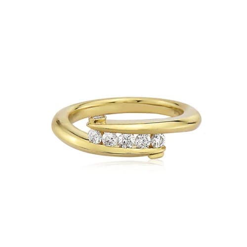 Charles Krypell Yellow Gold and Diamond Bypass Ring 0