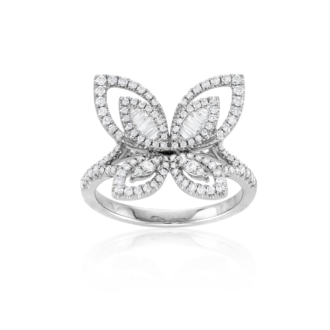 White Gold and Diamond Butterfly Ring