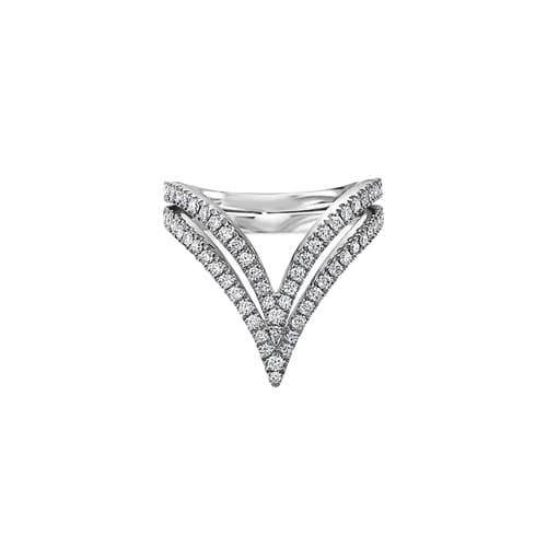 Charles Krypell White Gold and Diamond Double-V Ring 0