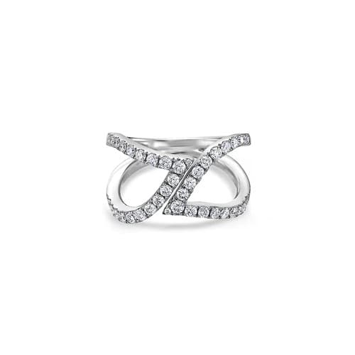 Charles Krypell Diamond Leaf Ring in White Gold