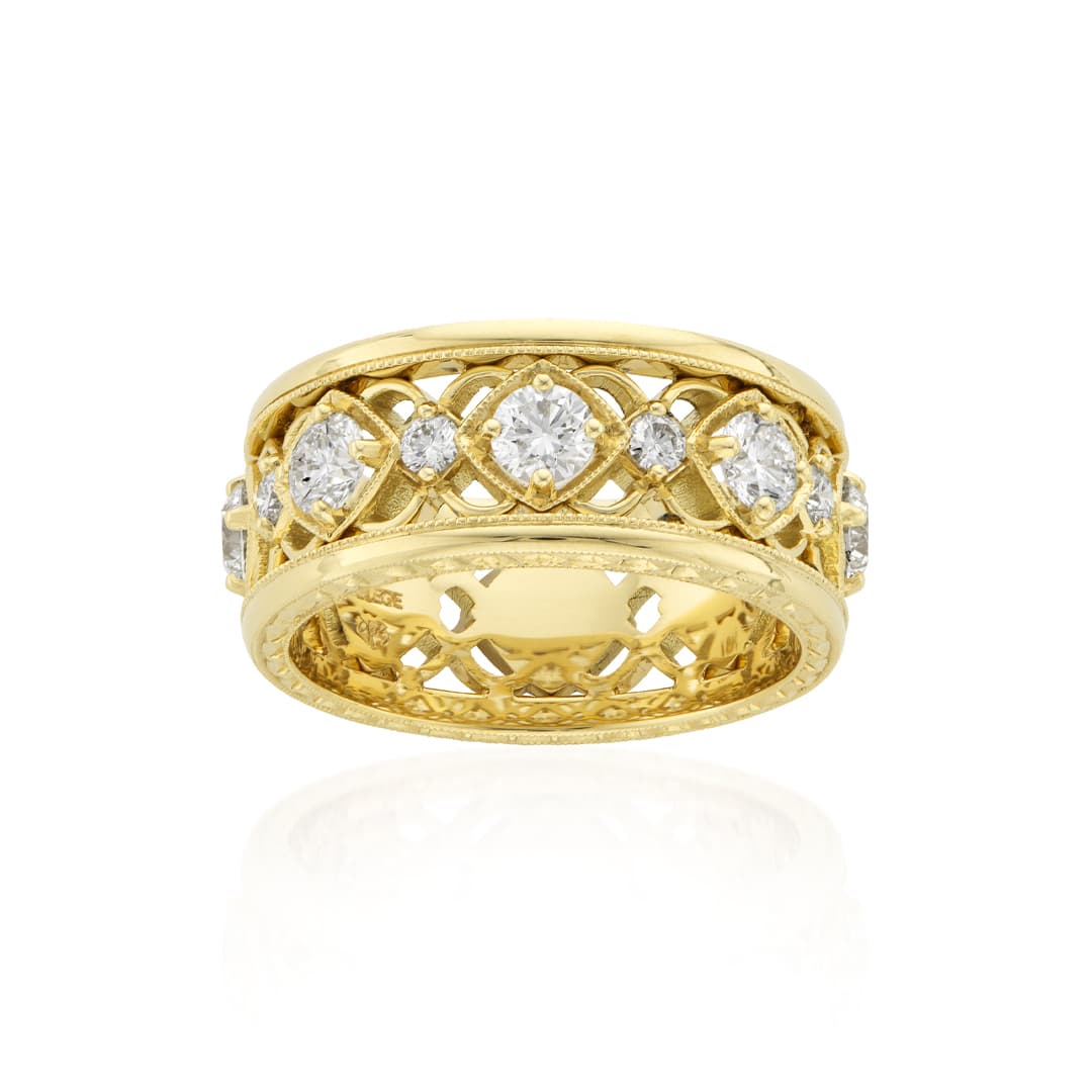 Yellow Gold & Round Diamond Open Design Band 0