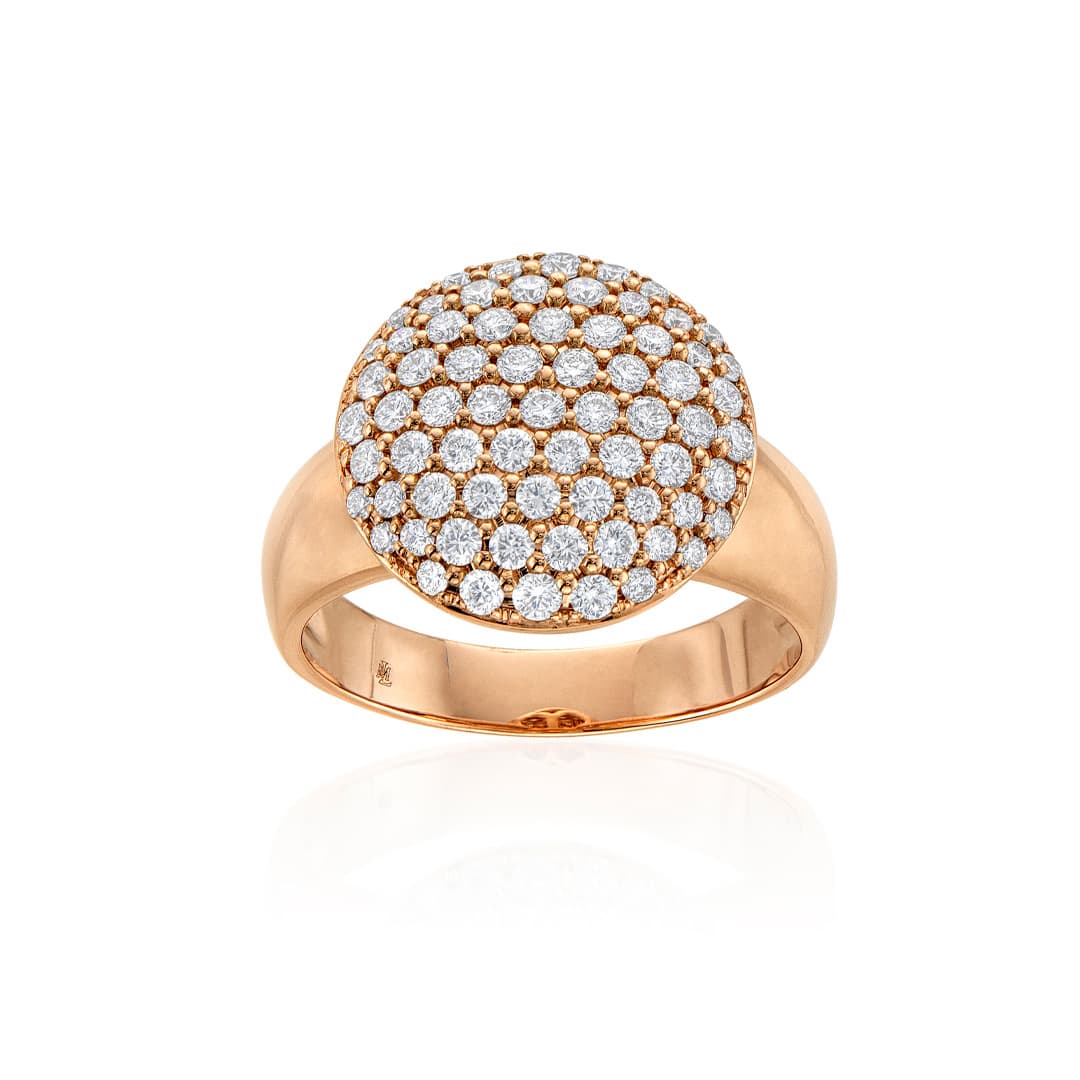 Rose Gold Pave Diamond Disc Ring 0