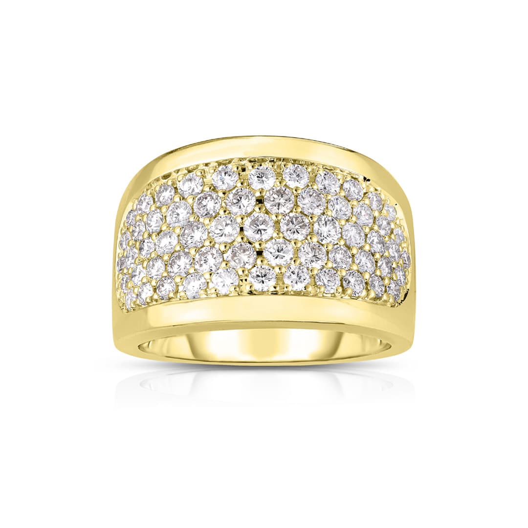 13mm Pave Diamond Cigar Band Ring