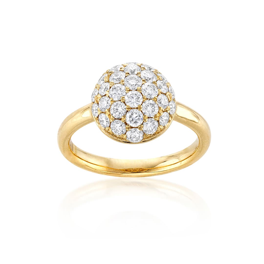 14k Yellow Gold Diamond Dome Ring 0