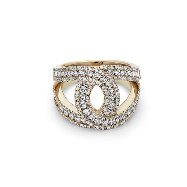 Charles Krypell Yellow Gold and Diamond Interlocking Loop Style Ring 0