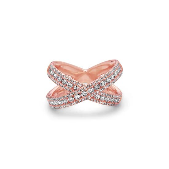 Charles Krypell Rose Gold Diamond Crossover Ring