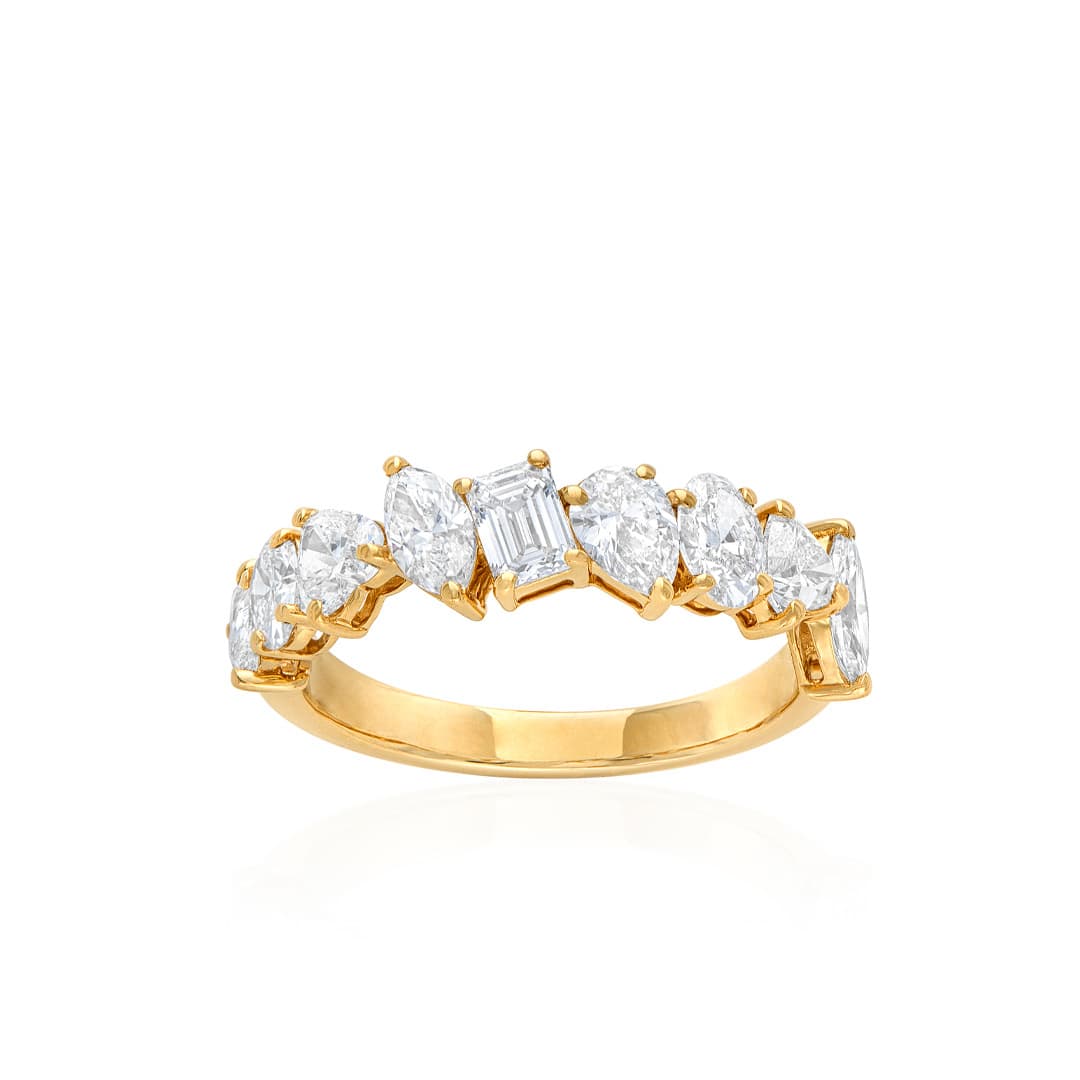 Multi-Shape Diamond Band in Yellow Gold