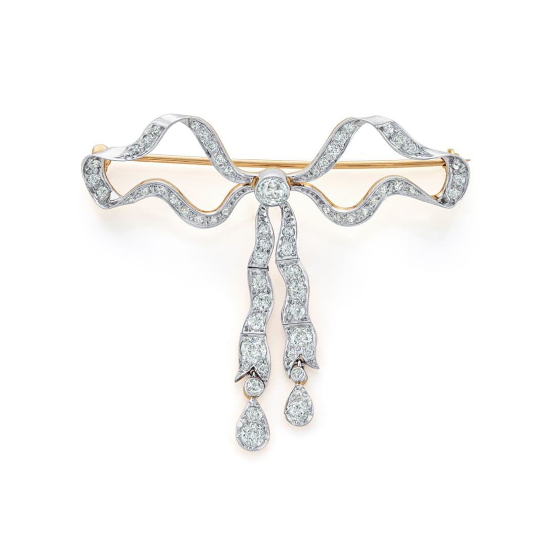 Estate Collection Edwardian Diamond Bow Pin 0