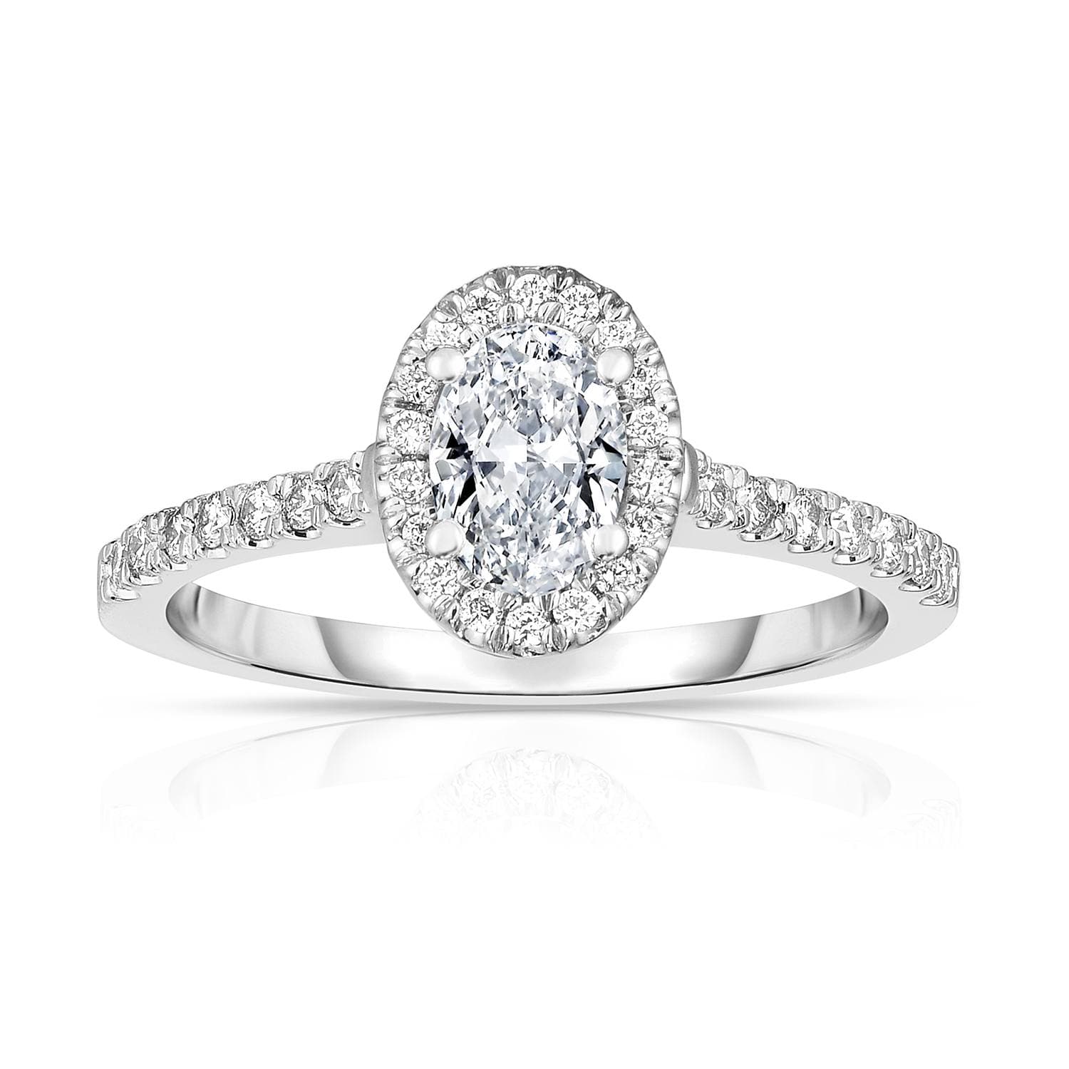 White Gold 0.70 Carat Oval Diamond Halo Engagement Ring