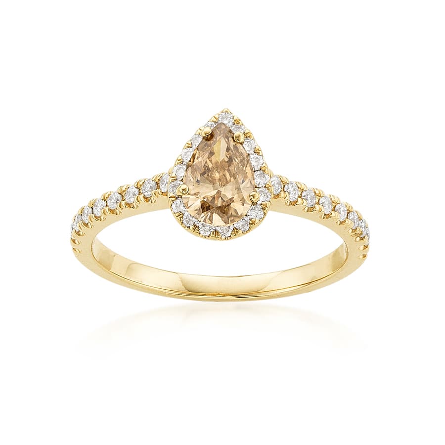 .57 CT Pear Shaped Brown Diamond Engagement Ring