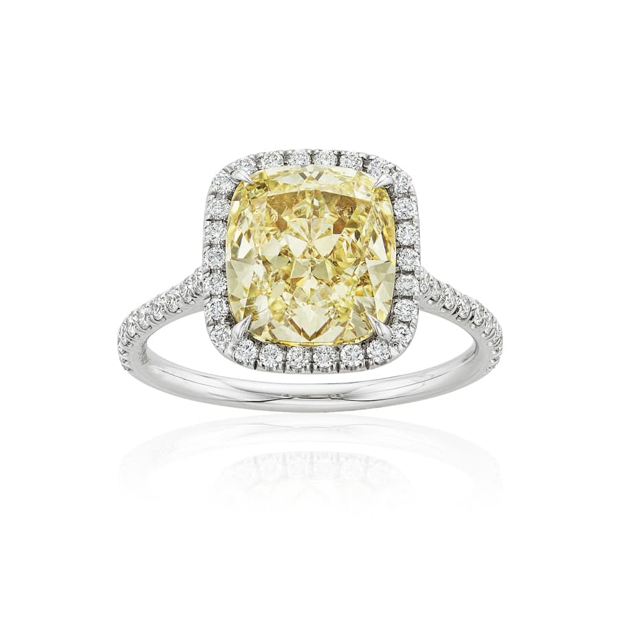 3.87 CT Cushion Cut Yellow Diamond Engagement Ring 0