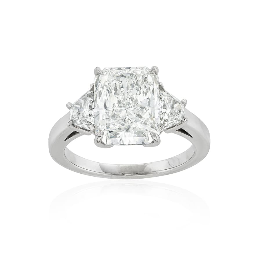 4.18 CT Radiant Cut Diamond Platinum Engagement Ring 0