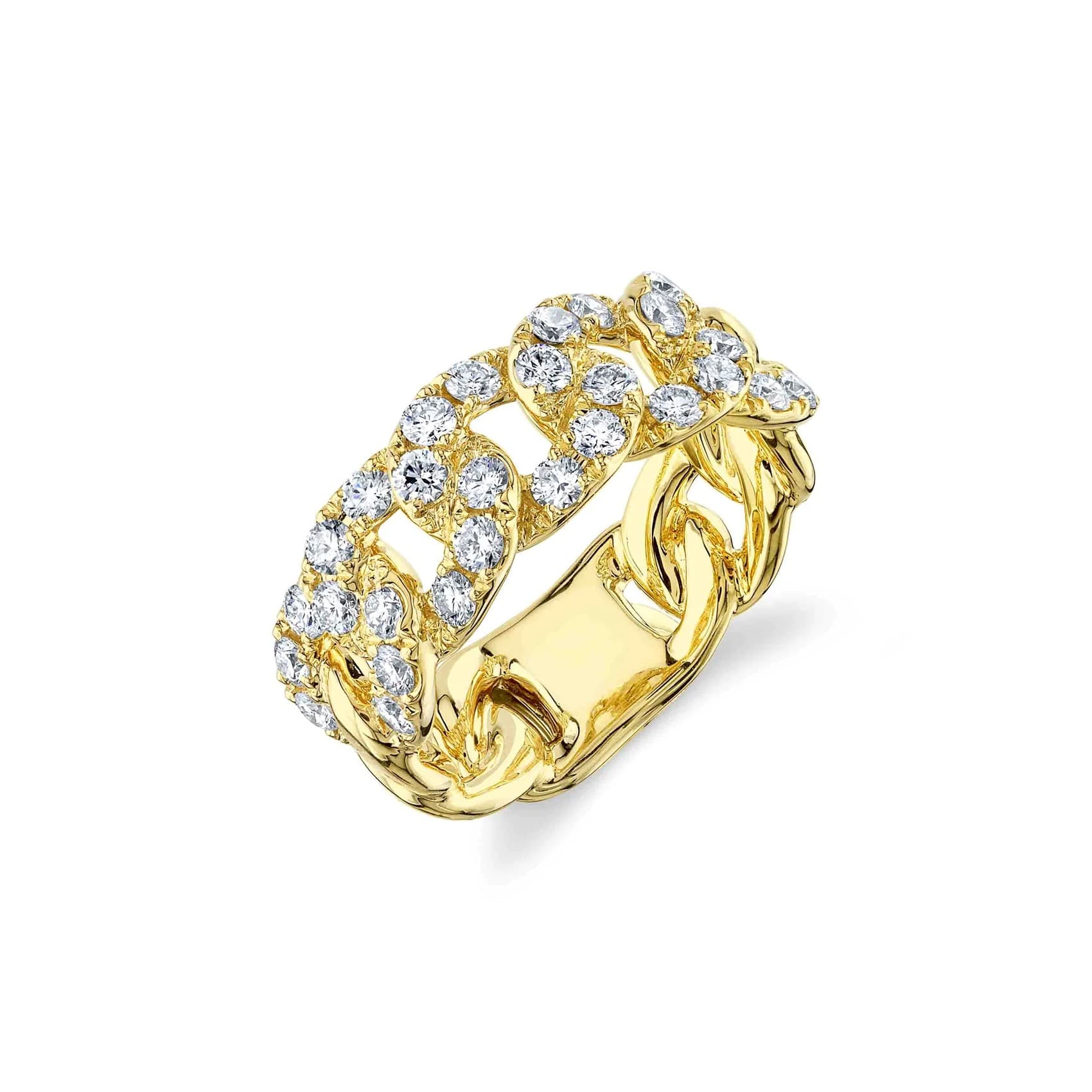 Gents Yellow Gold Link Style Diamond Band