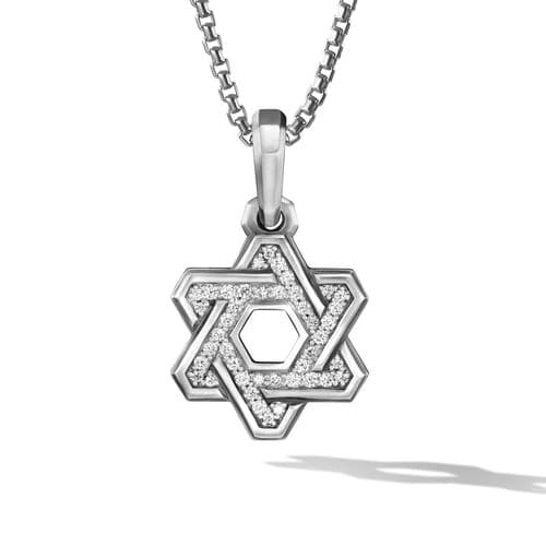 David Yurman Deco Star of David Pendant in Sterling Silver with Pave Diamonds