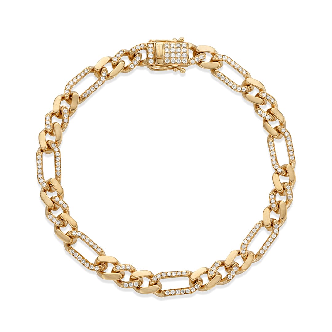 Pave Diamond Figaro Chain Bracelet 0