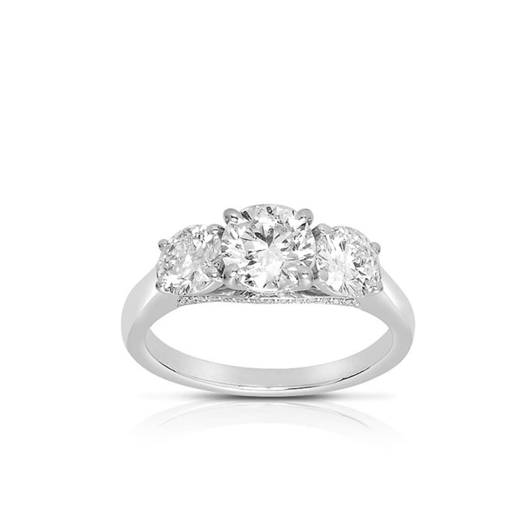 2.04 CTW Three Stone Diamond Engagement Ring in Platinum 0