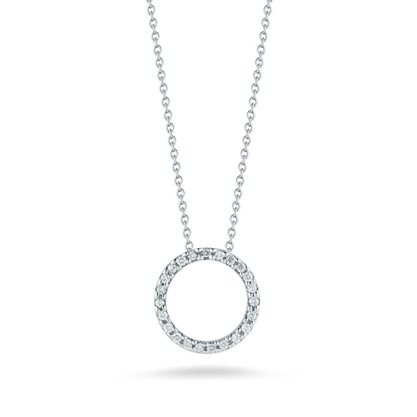 Roberto Coin 18k Tiny Treasures Small Diamond Circle Pendant Necklace