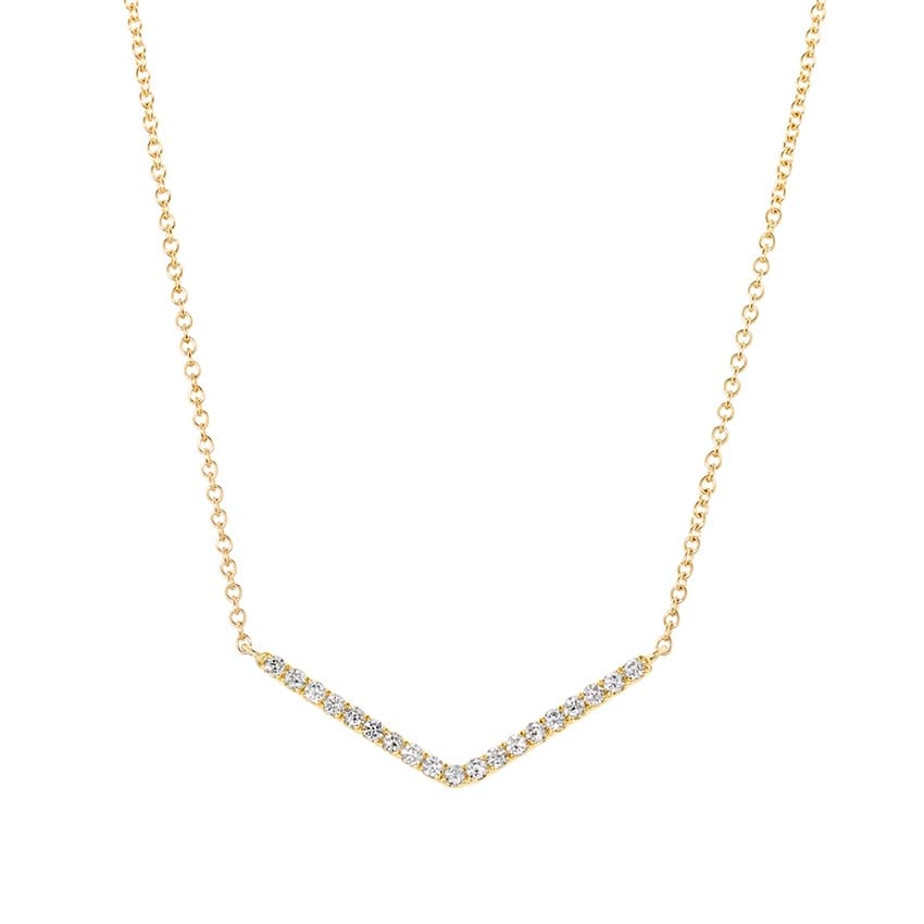 Diamond V Necklace in Yellow Gold