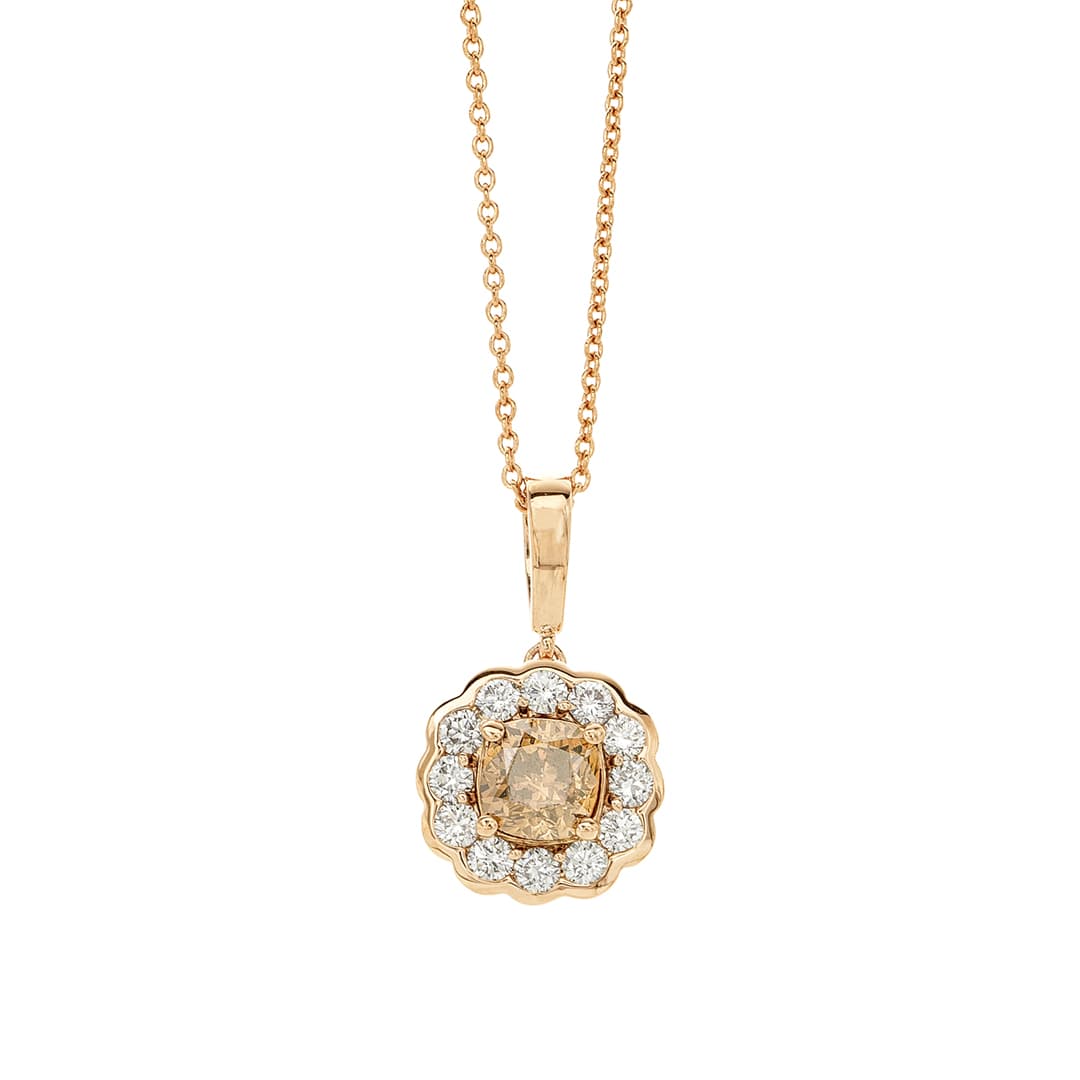 14K Rose Gold Brown Diamond Necklace | Front View