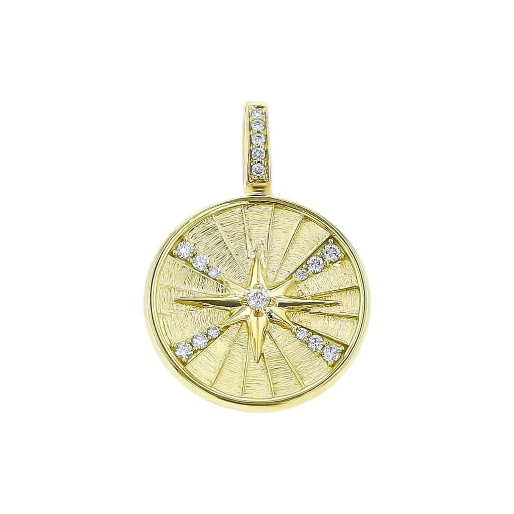 Penny Preville 18mm Yellow Gold Diamond Starburst Medallion Pendant