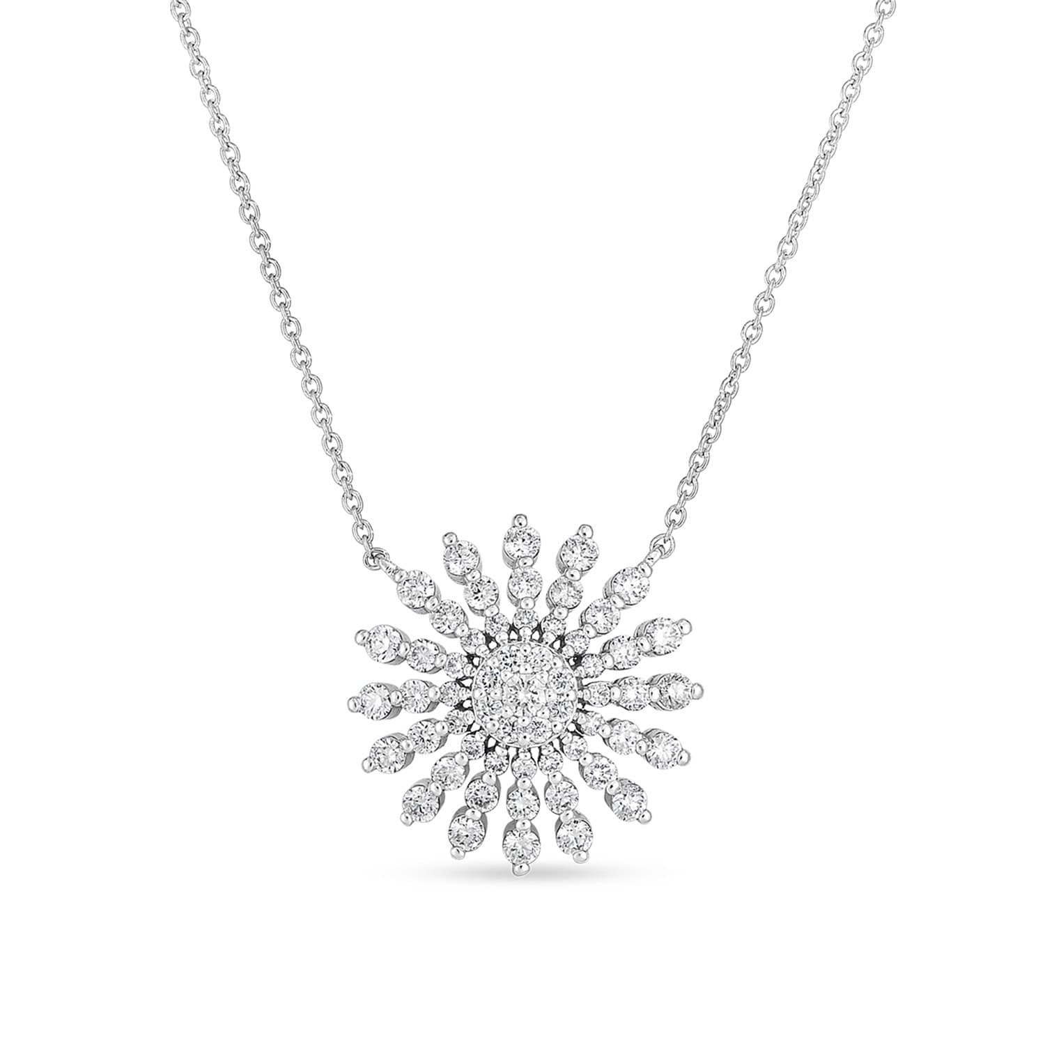 Roberto Coin 18k White Gold & Diamond Sunburst Pendant Necklace