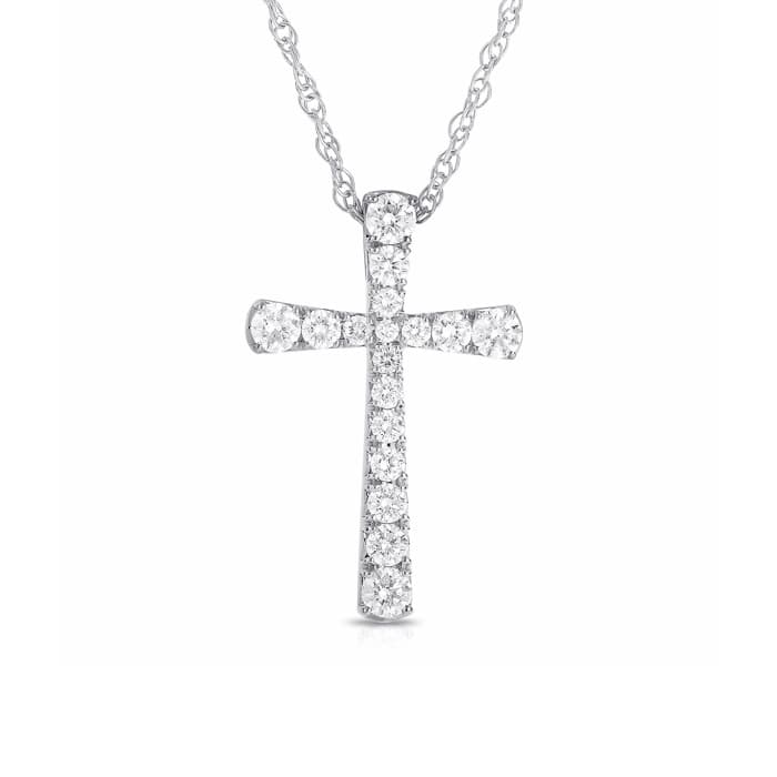 21mm Diamond Cross Pendant Necklace in Yellow Gold 0