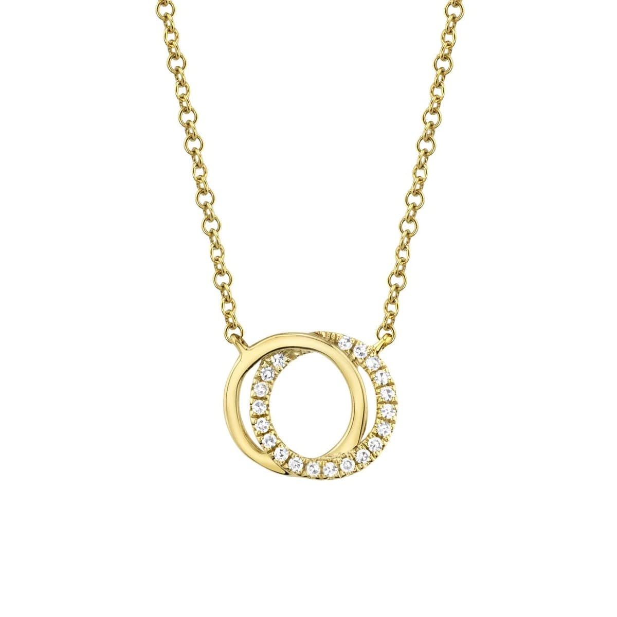 Yellow Gold Diamond Interlocking Circle Necklace