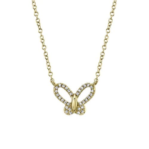 Small Pave Diamond Butterfly Necklace