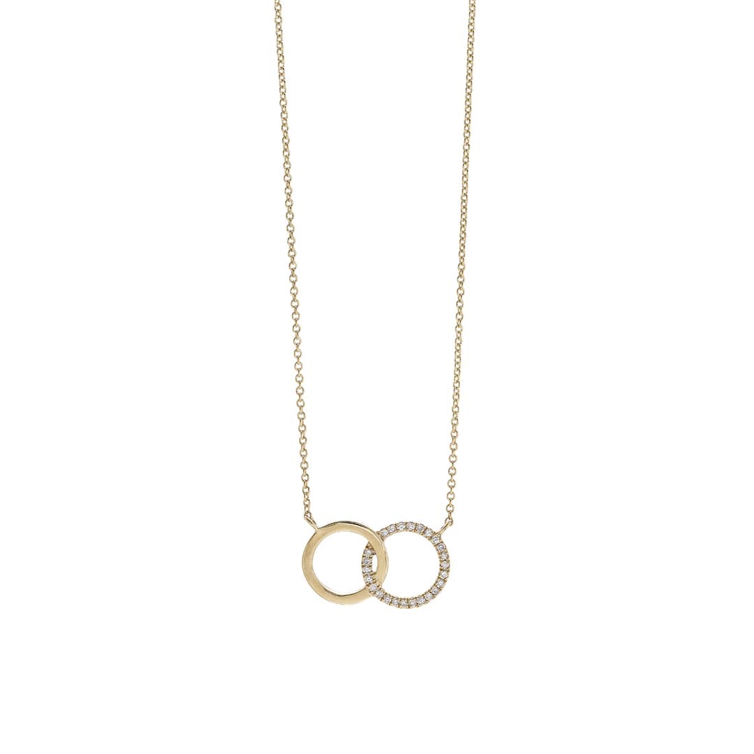 Pave and Polished Double Circle Necklace 0