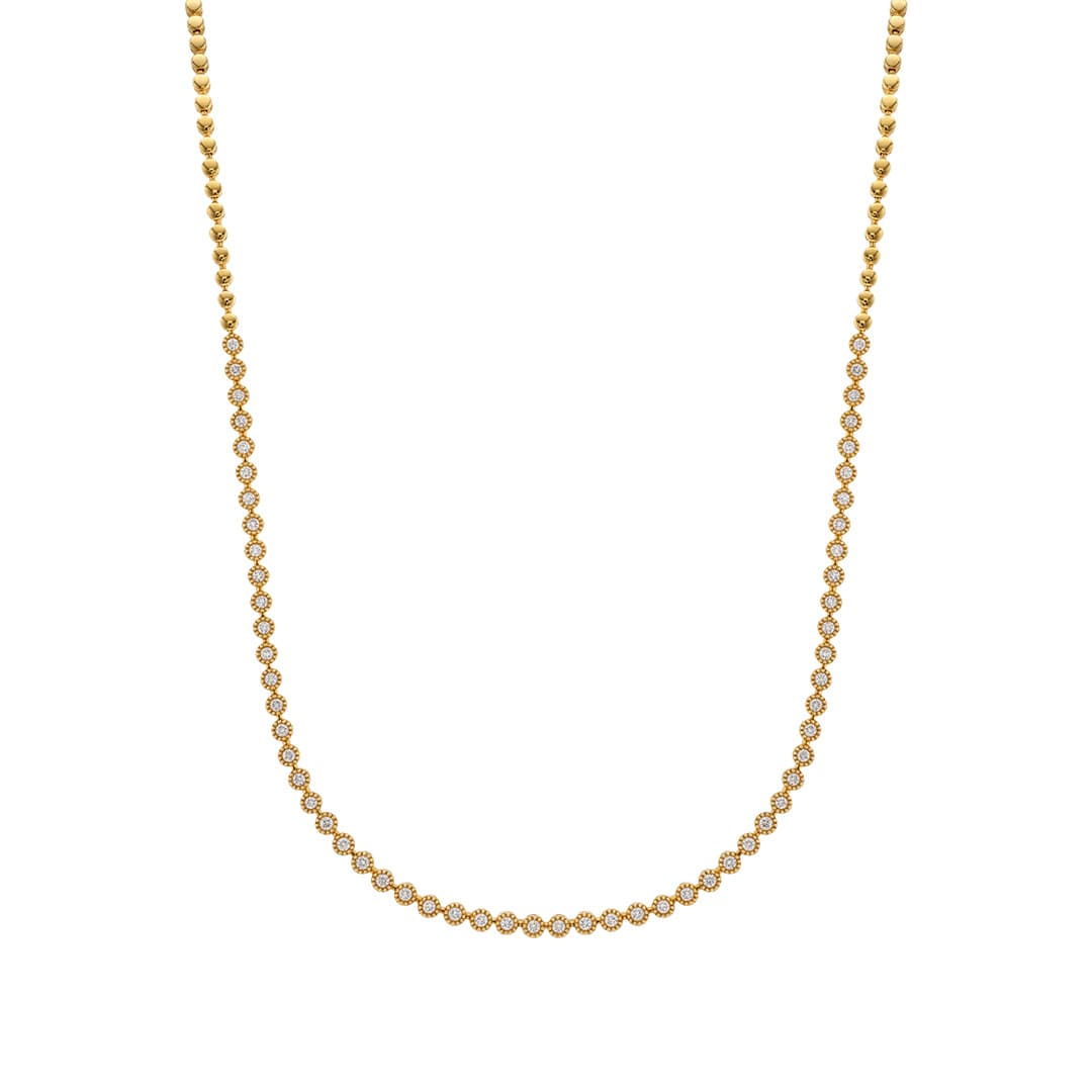 Diamond Bezel Yellow Gold Choker Necklace