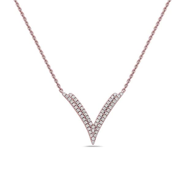 Charles Krypell Rose Gold and Diamond Double-V Pendant Necklace 0