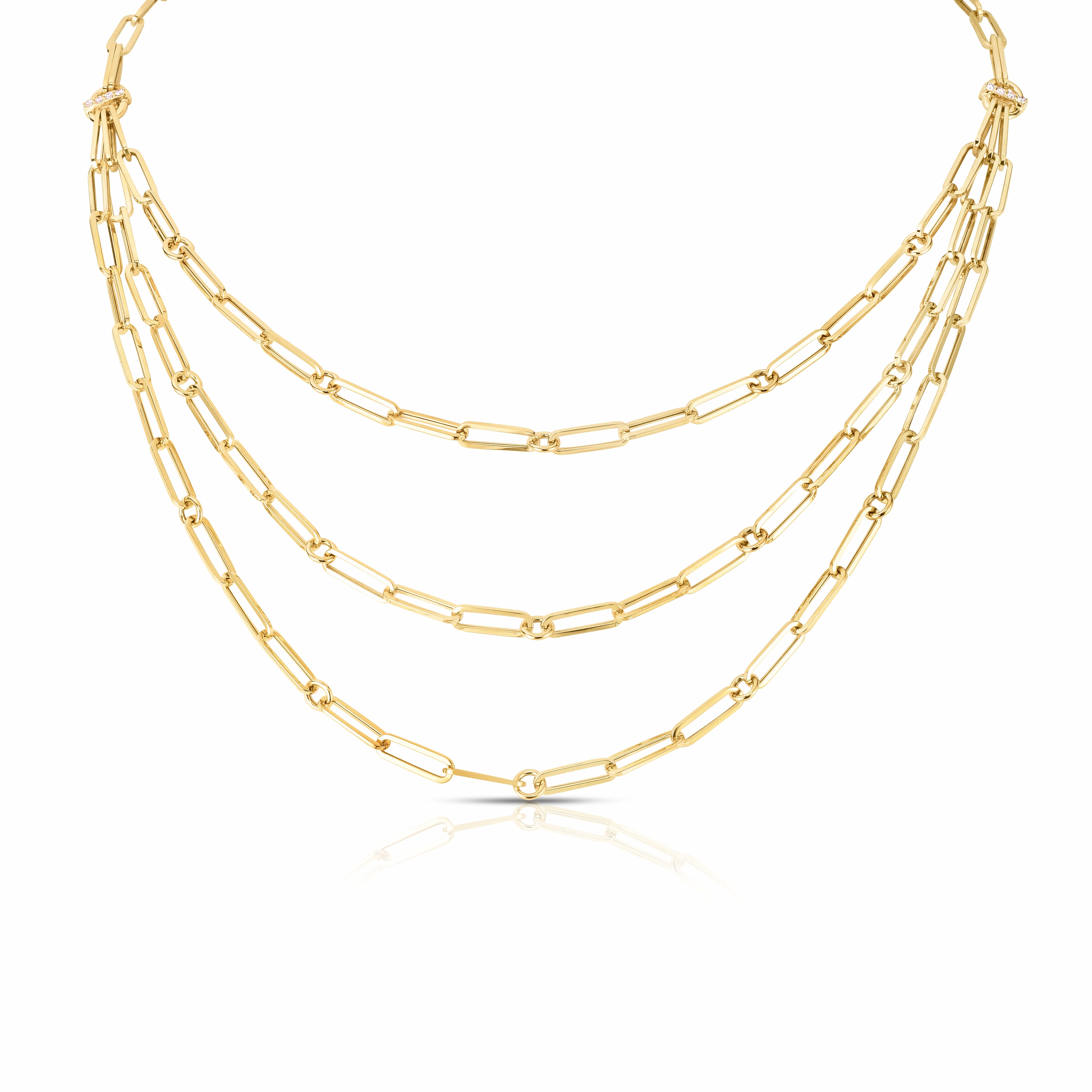 Roberto Coin 18k Triple Strand Paperclip Diamond Necklace