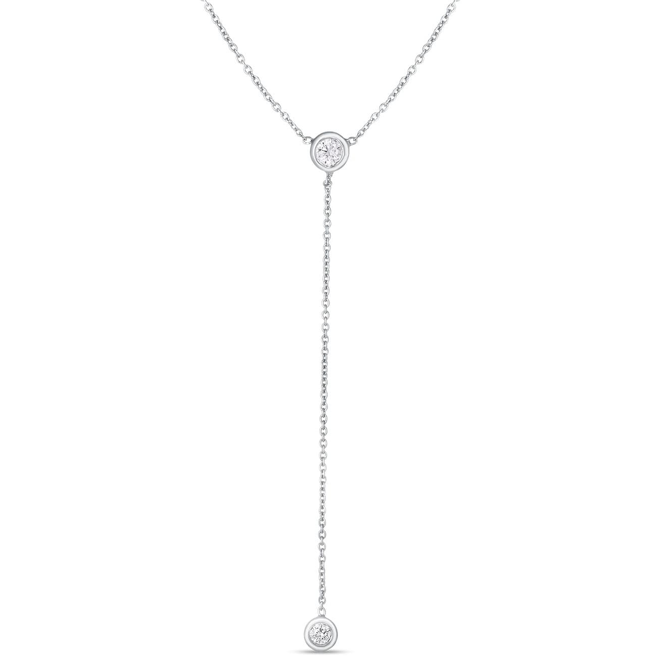 Roberto Coin White Gold Two-Diamond Dangle Necklace 0