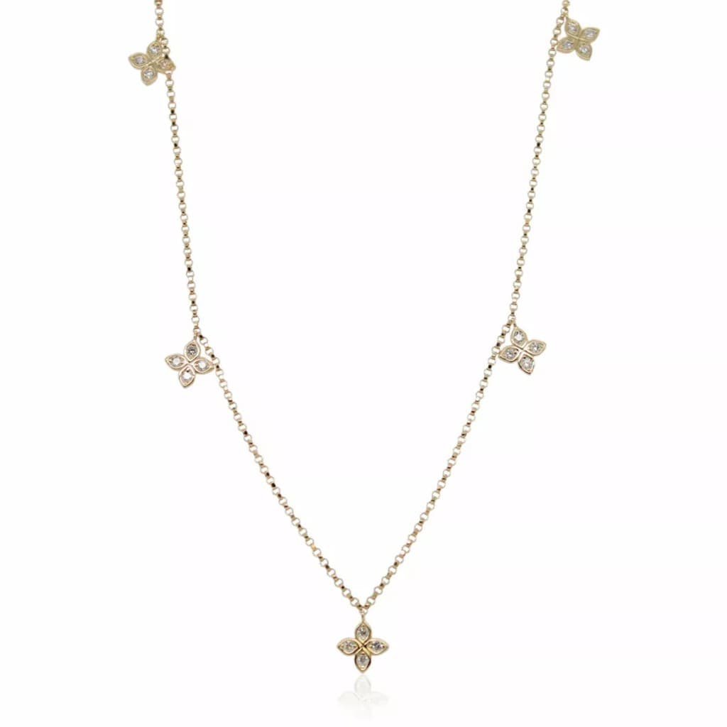 Roberto Coin Love by the Inch Yellow Gold Diamond Charm Necklace