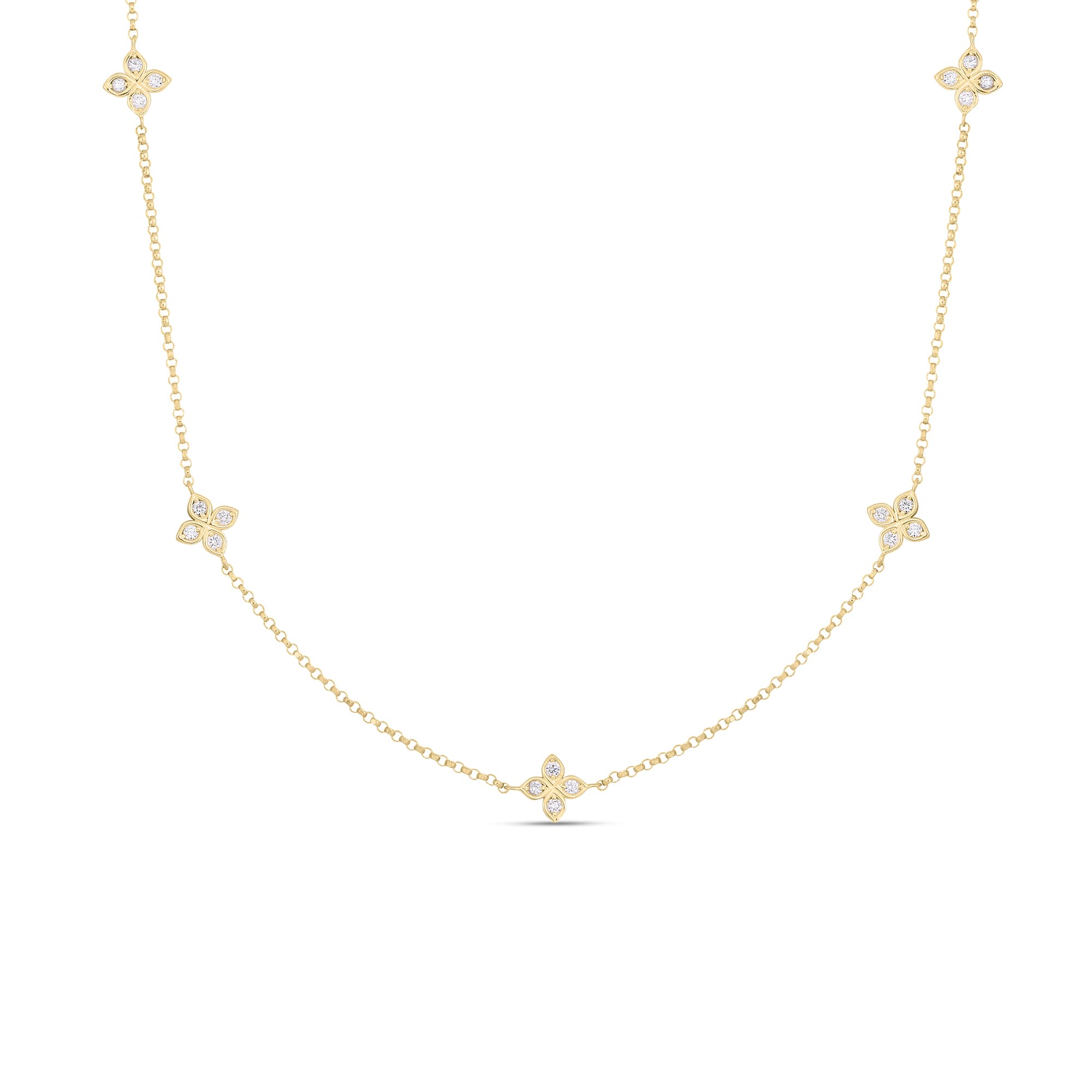 Roberto Coin Love by the Inch Yellow Gold Five Station Diamond Necklace 0