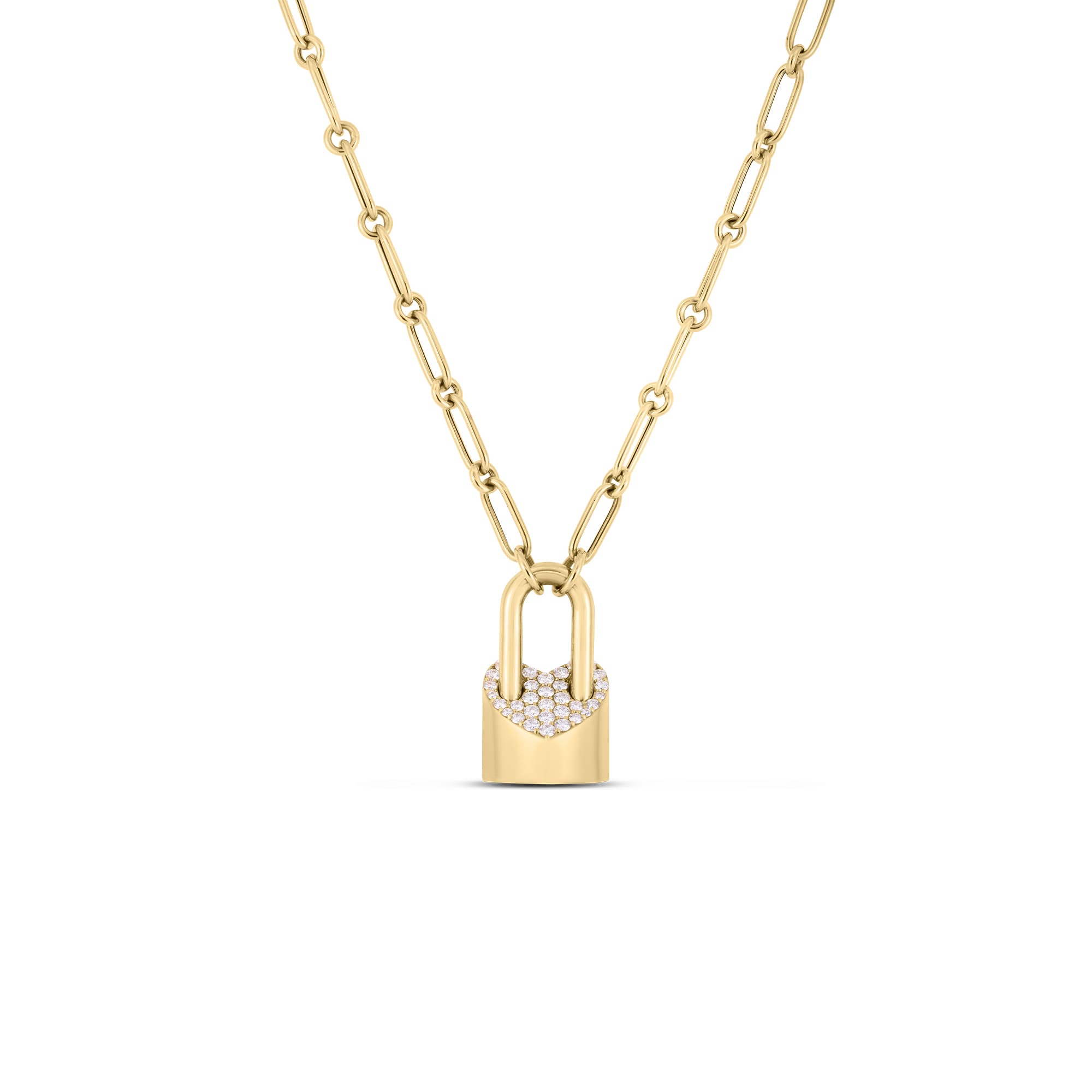 Roberto Coin Cialoma Diamond Heart Lock Necklace