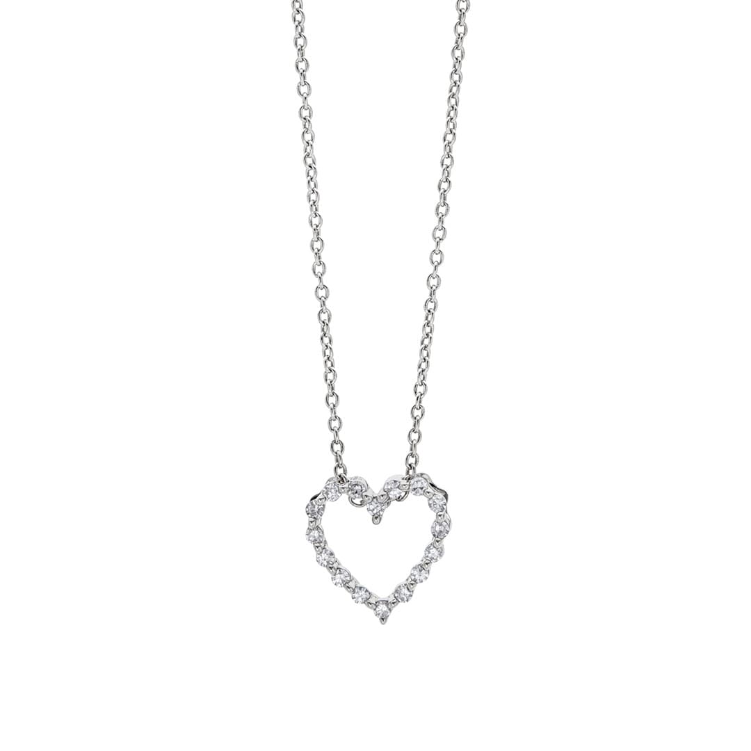 Sterling Silver Mini Heart Diamond Necklace 0