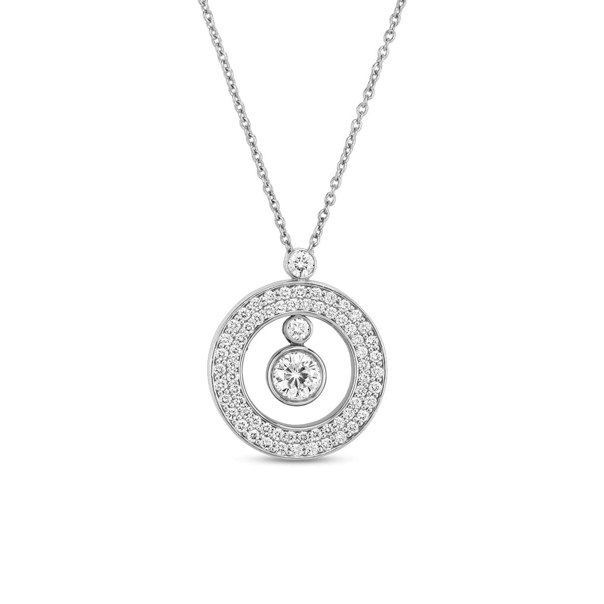 Roberto Coin Cento Pave Mini O Diamond Necklace in White Gold