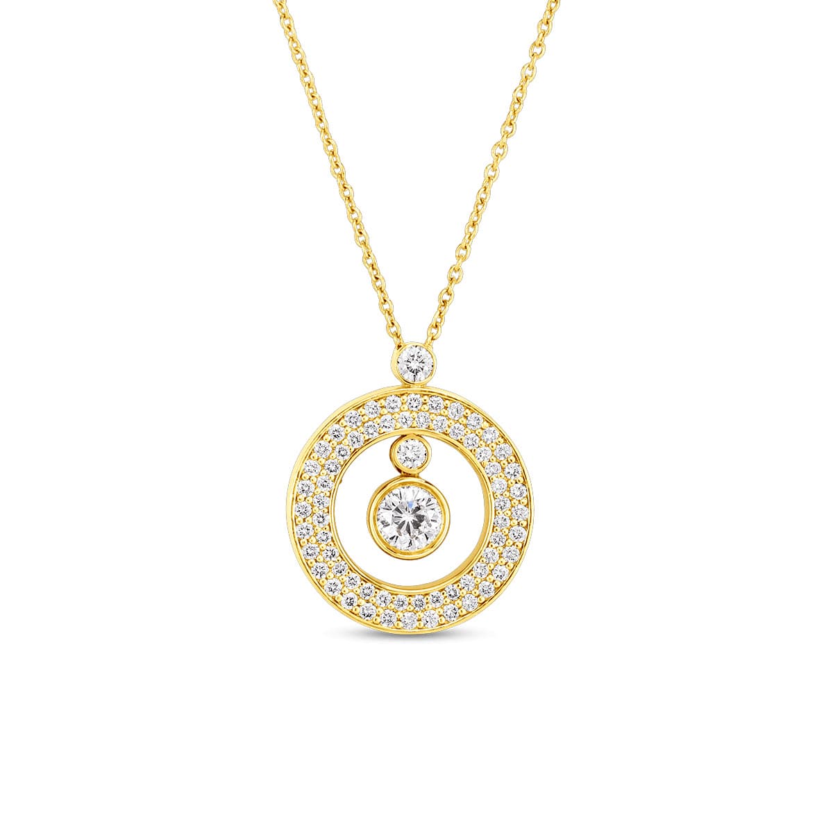 Roberto Coin Cento Pave Mini O Diamond Necklace in Yellow Gold 0