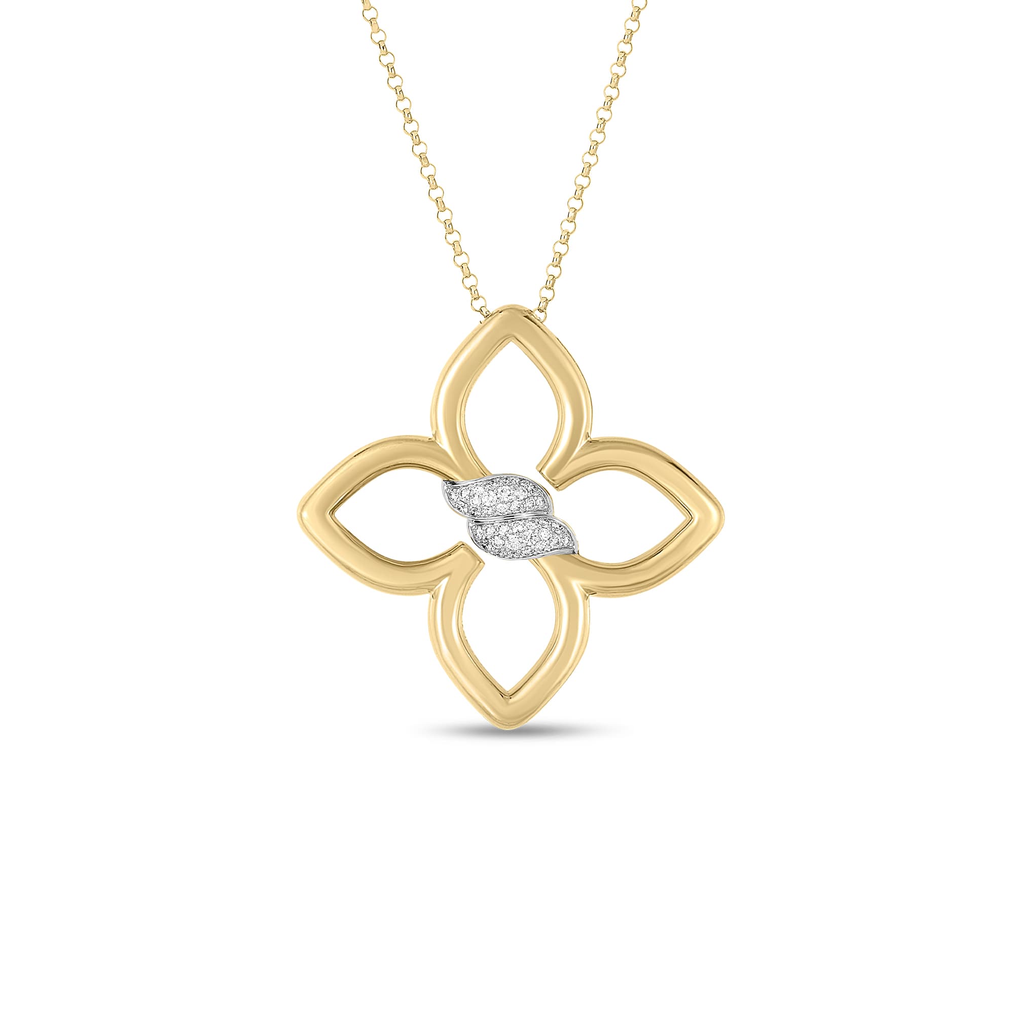 Roberto Coin Cialoma Large Diamond Flower Long Necklace