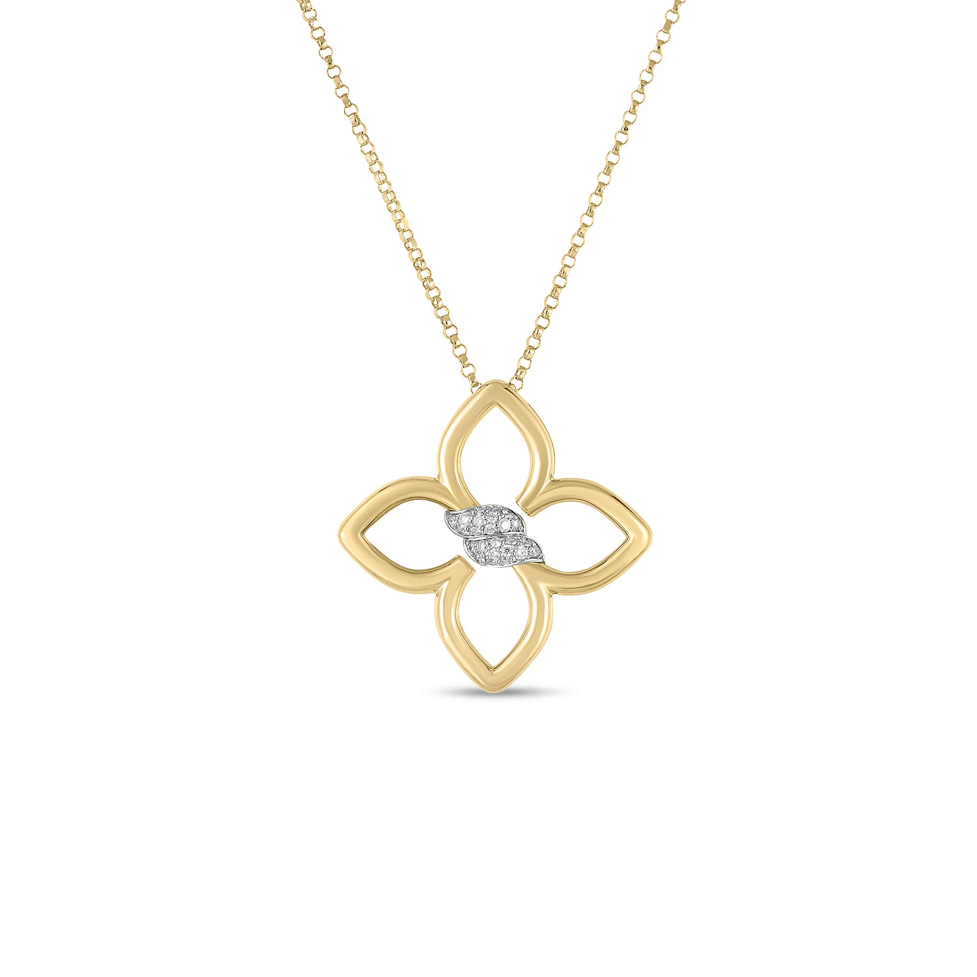 Roberto Coin Cialoma Small Diamond Flower Necklace