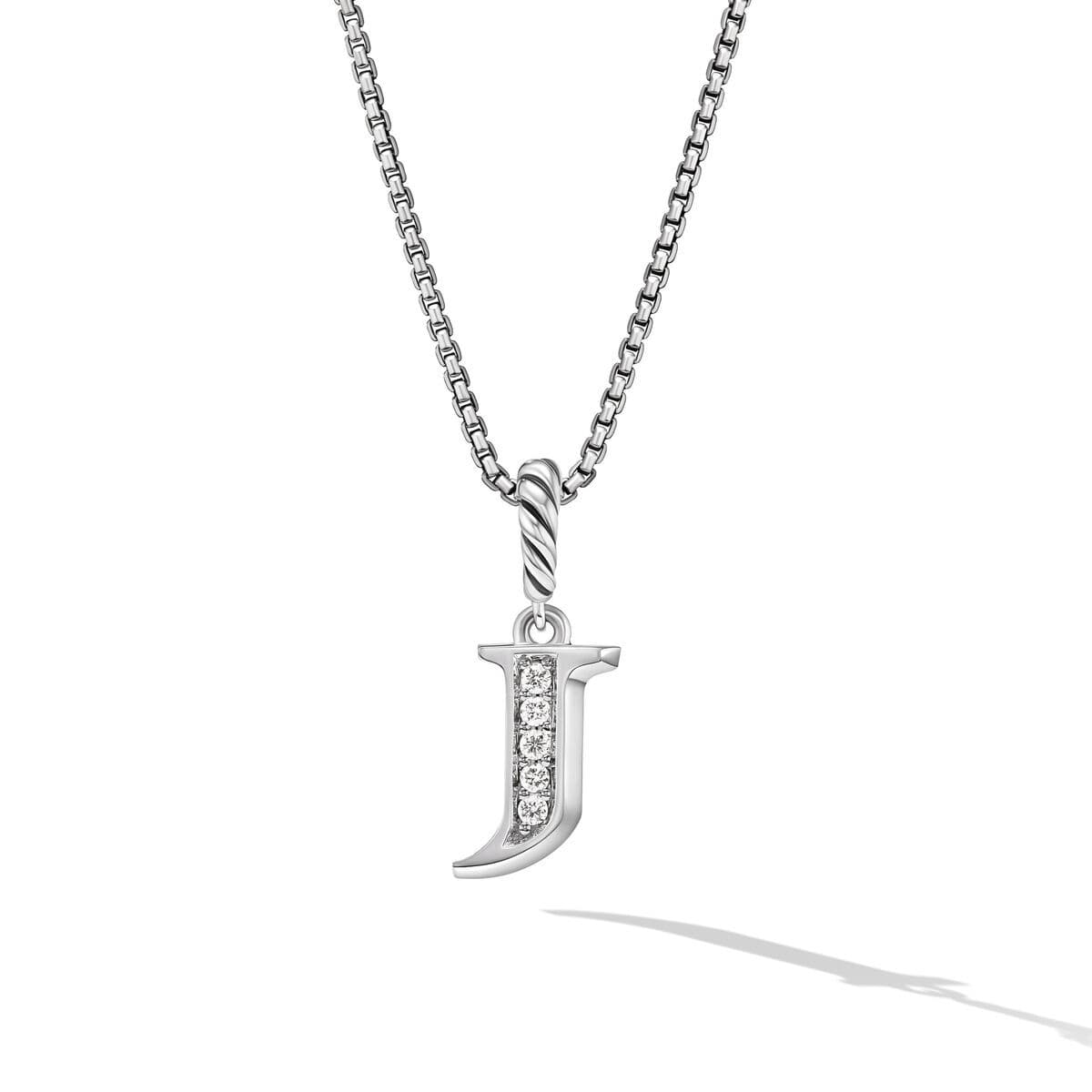 David Yurman Pav? Diamond Initial J Pendant Necklace in Sterling Silver