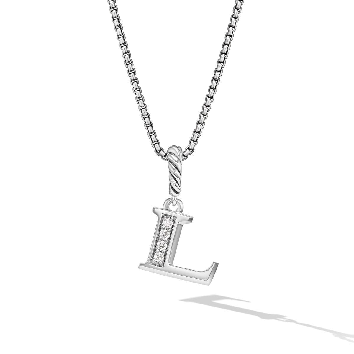 David Yurman Pav? Diamond Initial L Pendant Necklace in Sterling Silver