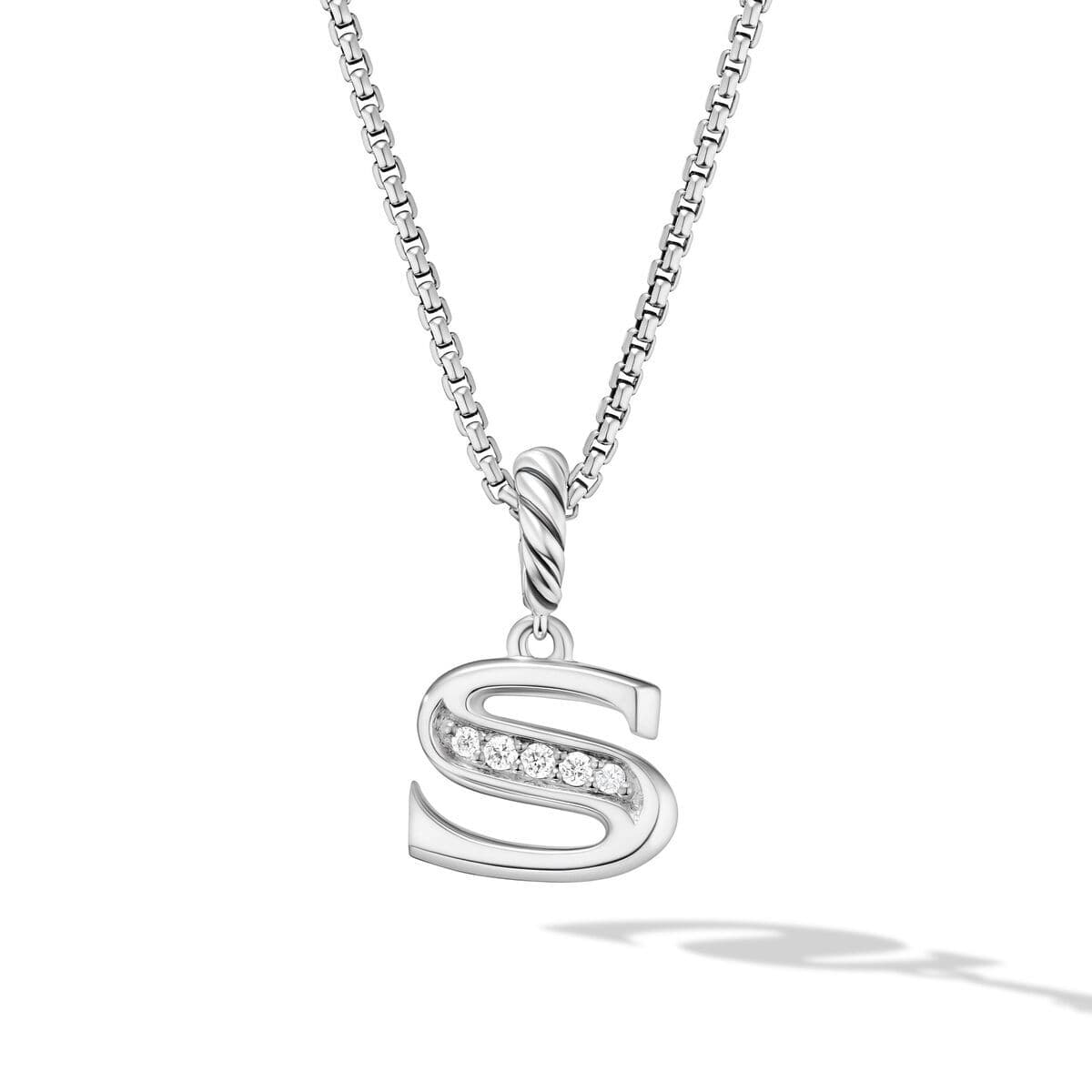 David Yurman Pav? Diamond Initial S Pendant Necklace in Sterling Silver 0