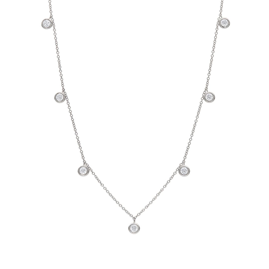 Seven Drop Bezel Diamond Station Necklace 0