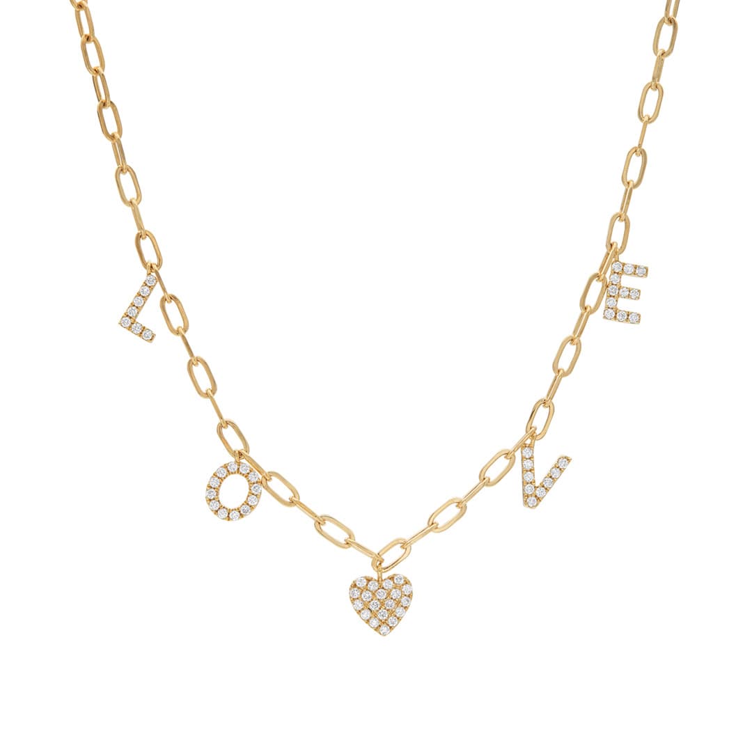 Love Heart Diamond Charm Necklace 0