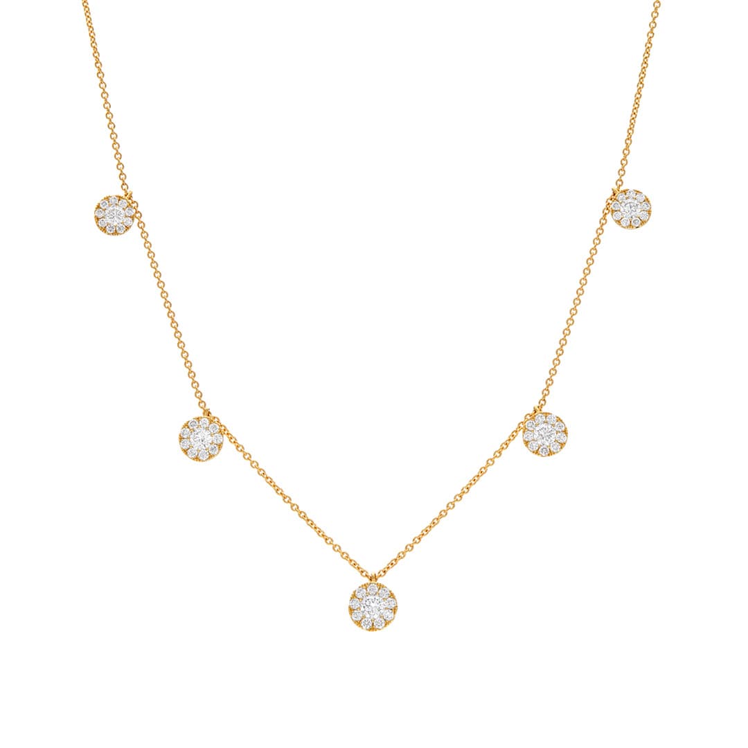 Five Drop Halo Diamond Station Necklace 0